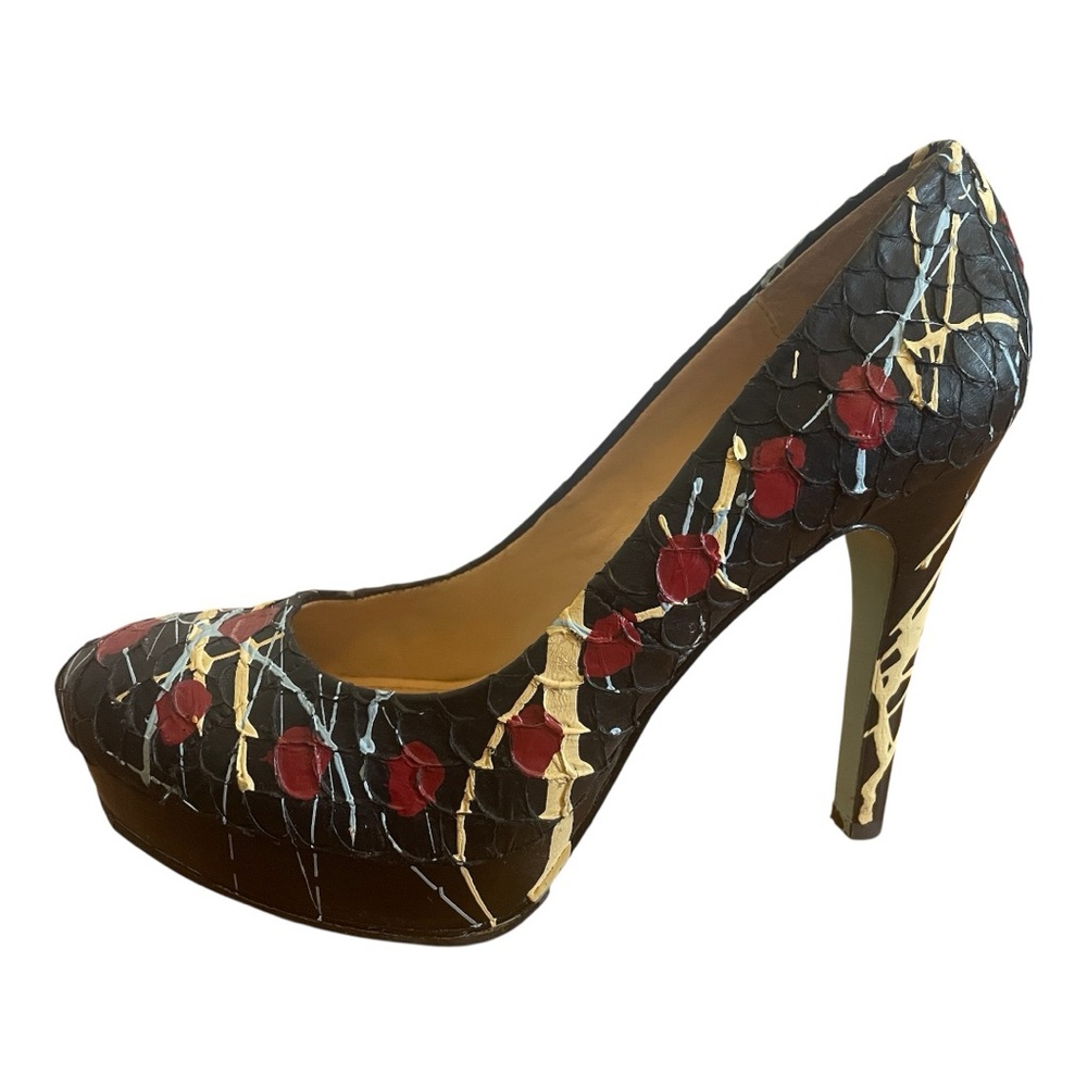Calvin Klein Jackson Pollock Style Splatter Paint Platform Heels Vibram Soles - Picture 3 of 7